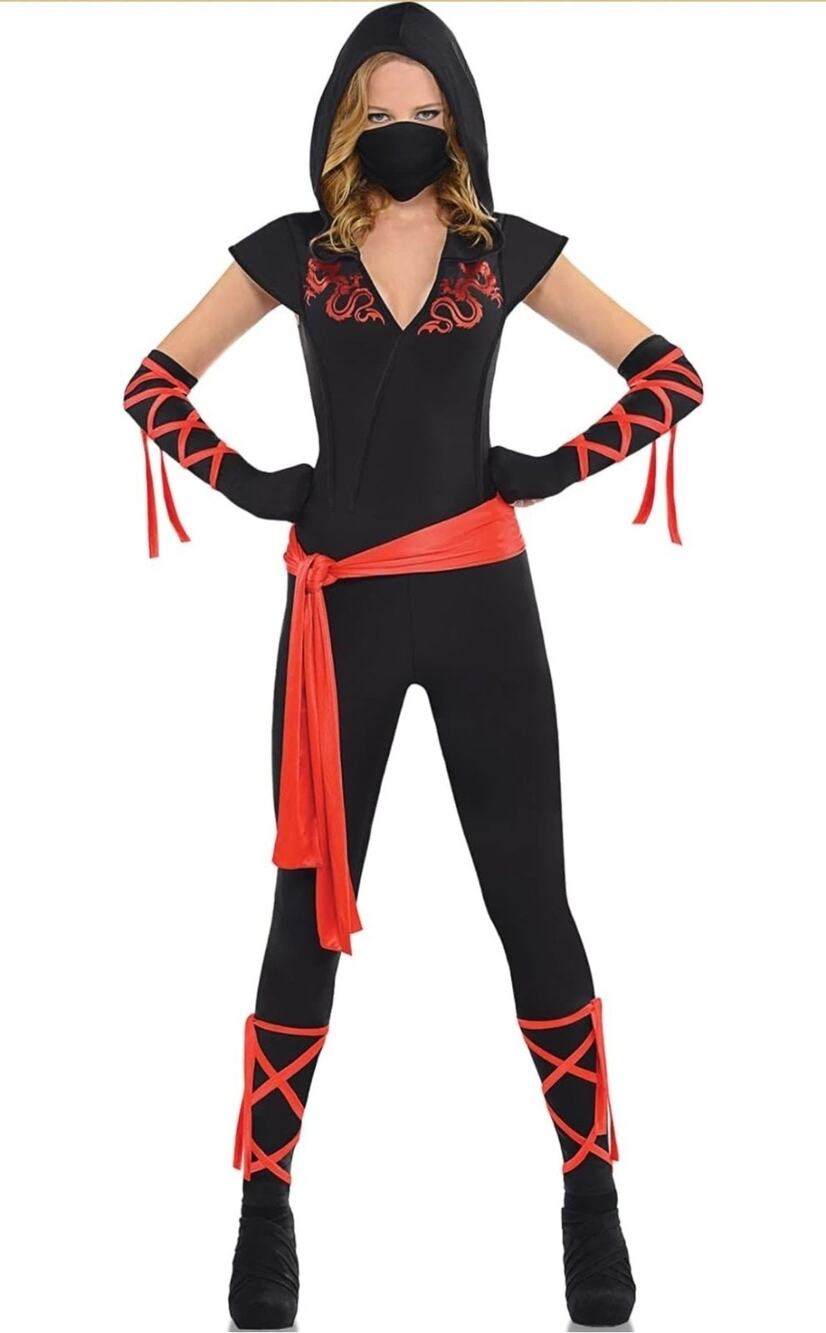 Super Sexy Deadly Ninja Halloween Costume Black & Red Dragons Women's M